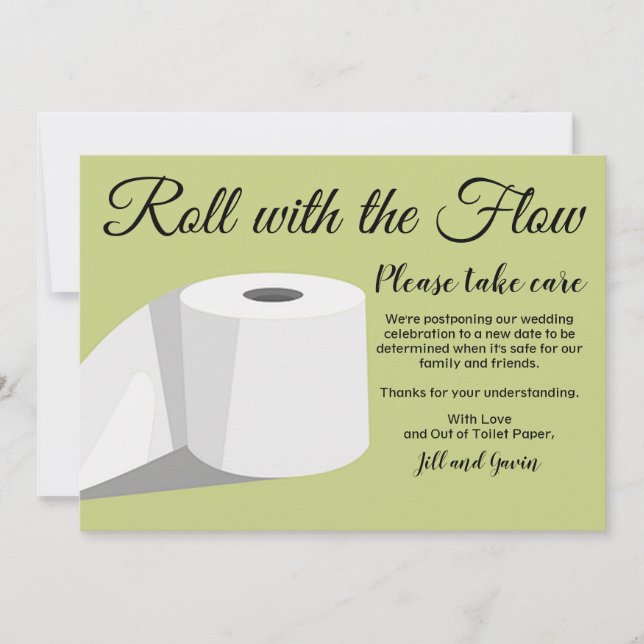 Humor Toilet Paper Postponed Wedding Announcement (Front)