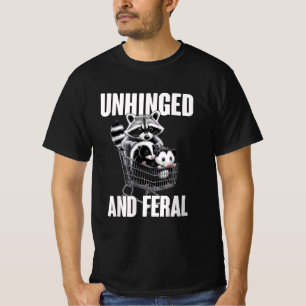 Humor Unhinged And Feral Raccoon Cowboy Trash  T-Shirt