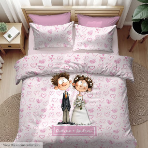 Humor Wedding Couple Duvet Cover Quirky Style