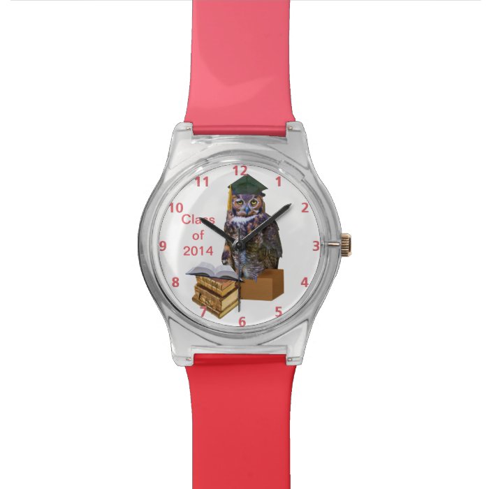 Humorous 2014 Graduation Owl Customizable Wristwatch