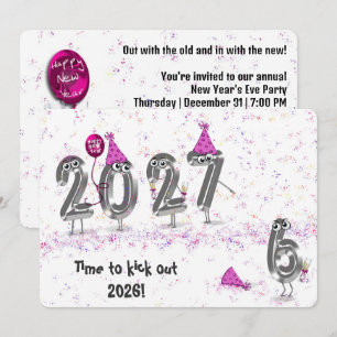 Humorous 2027 New Year's Eve Party Cartoon Invitation