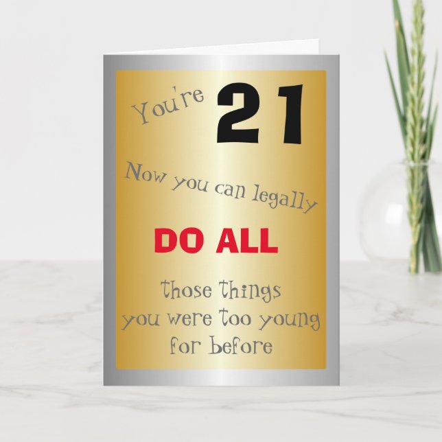 Humorous 21st Birthday Card (Front)