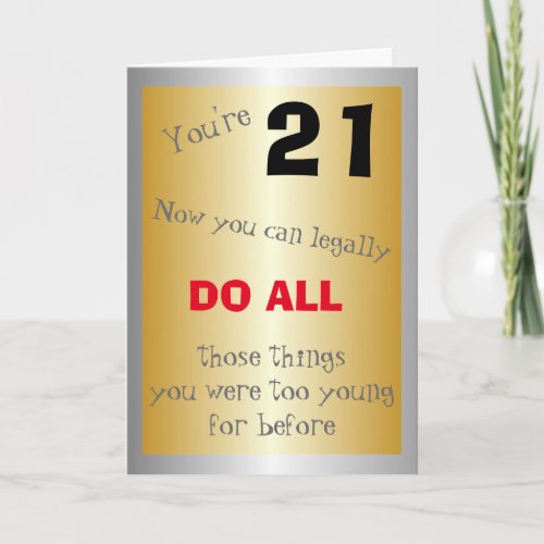 Humorous 21st Birthday Card