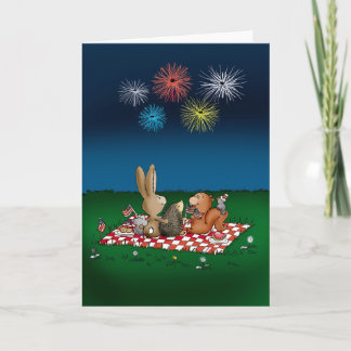 Humorous 4th of July Card with Fireworks - Friends