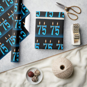 humorous 75th birthday candles with eyeballs wrapping paper