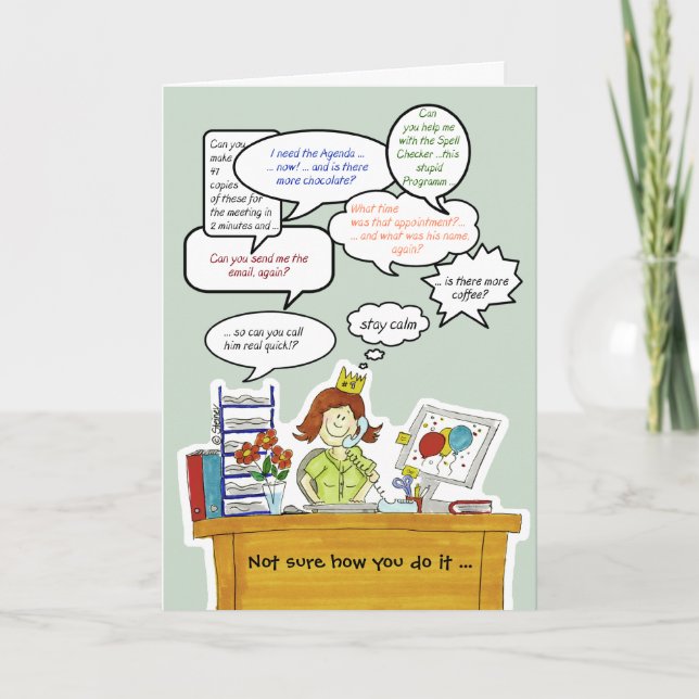 Humorous Administrative Professionals Day /Secreta Letterpress Thank You Card (Front)