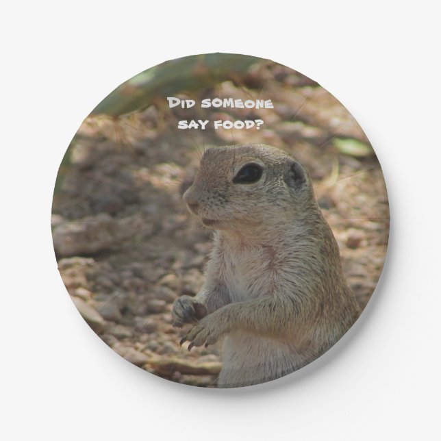 Humorous Adorable Ground Squirrel Photo Southwest Paper Plates (Front)
