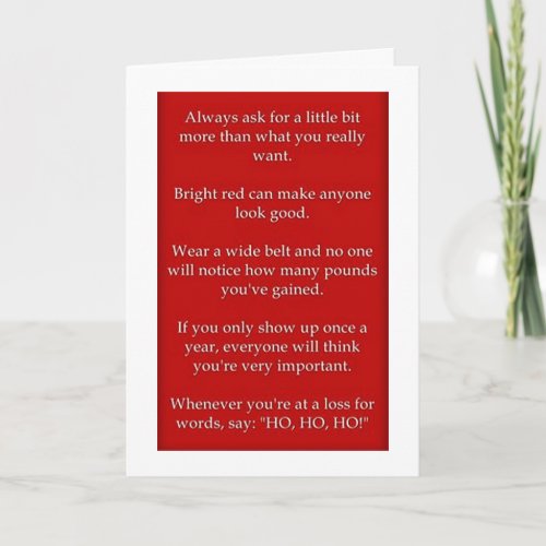 HUMOROUS ADVICE TO FRIENDS AT CHRISTMAS HOLIDAY CARD