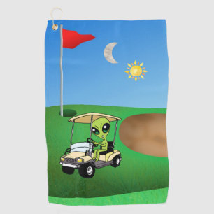 Humorous Alien Golf Towel