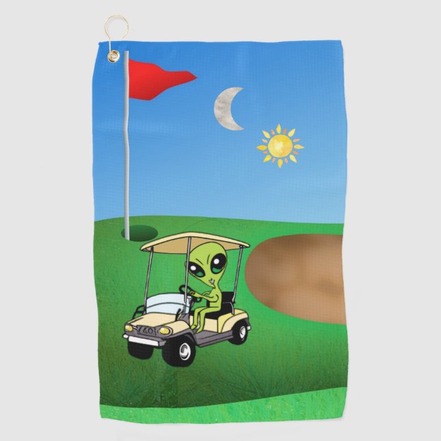 Humorous Alien Golf Towel (Front)