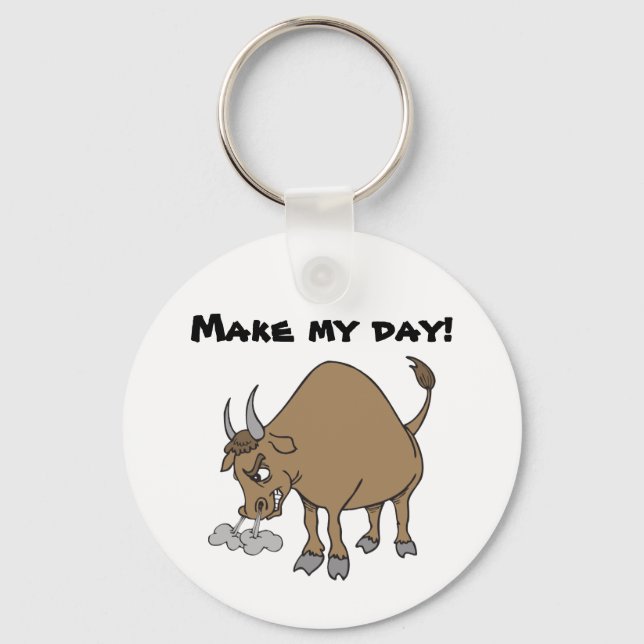 Humorous Angry Bull Keychain (Front)