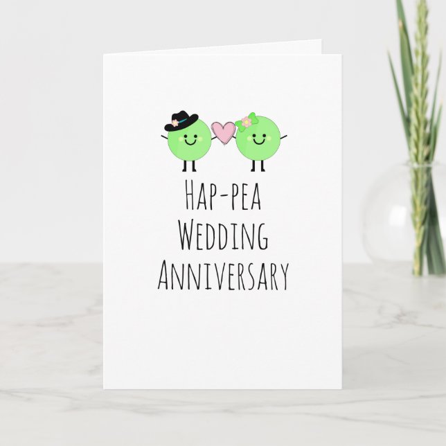 Humorous Anniversary Card Cute Peas Plain (Front)
