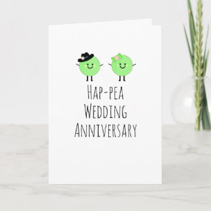 Humorous Anniversary Card Cute Peas Plain