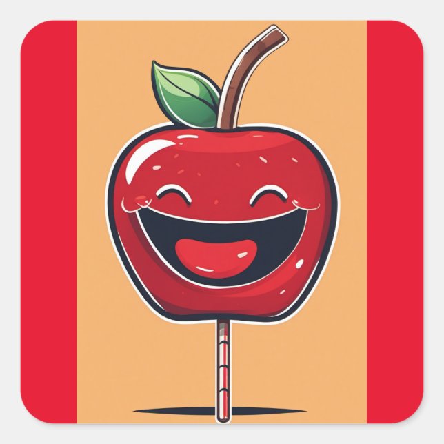 Humorous Apple Square Sticker (Front)