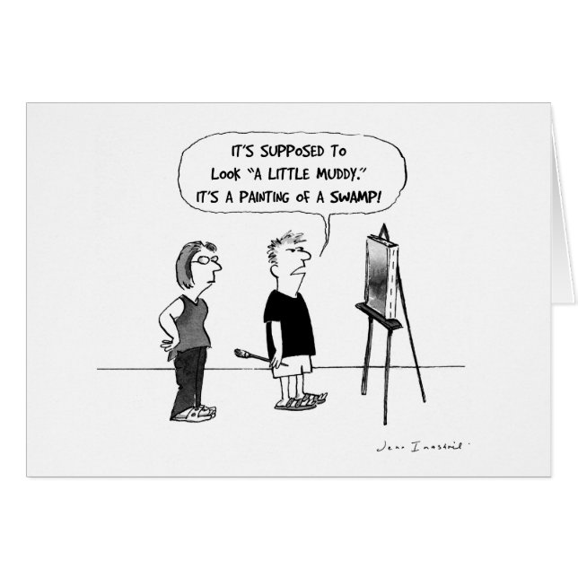 Humorous Artist Cartoon Art Instructor Blank Card (Front Horizontal)