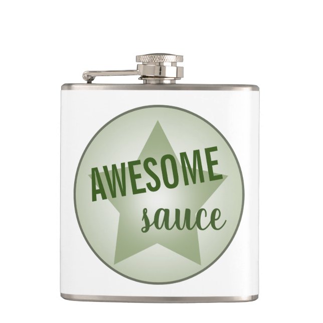 Humorous Awesome Sauce Specialty Pastel Star Flask (Front)