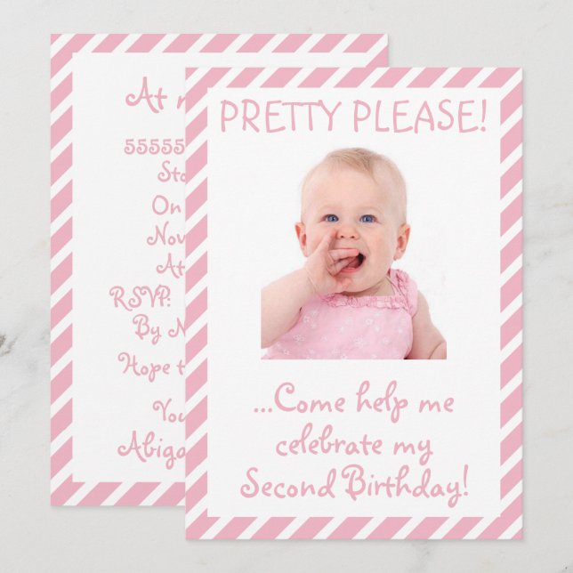 Humorous Baby Girl 2nd Birthday Party Invitation (Front/Back)