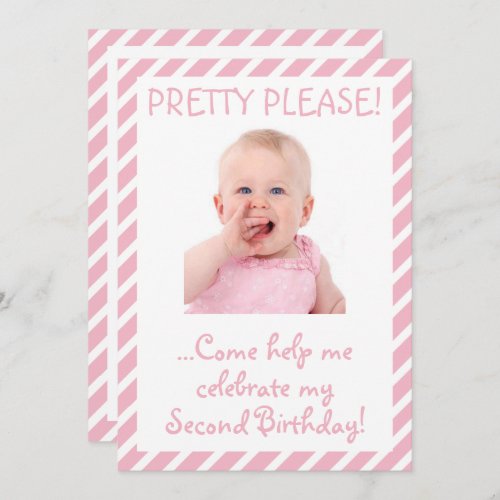 Humorous Baby Girl 2nd Birthday Party Invitation