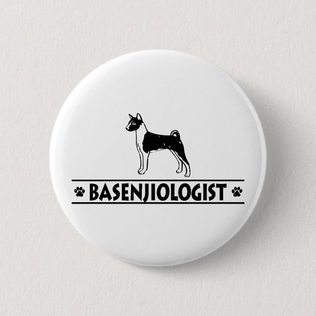 Humorous BASENJI DOG Pinback Button (Front)