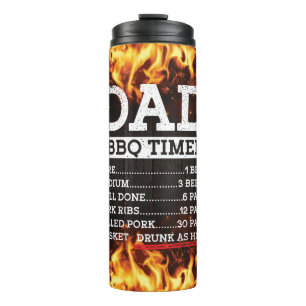 Humorous BBQ Timer Sign With Fiery Background  Thermal Tumbler