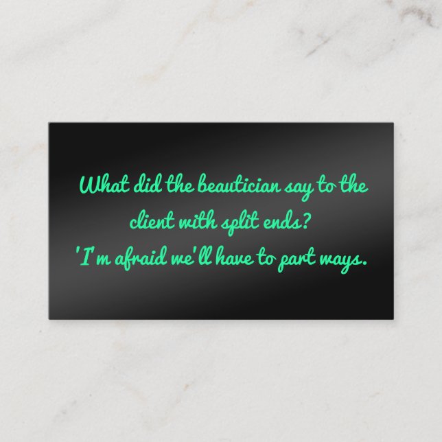 Humorous Beauty Esthetician Business Card (Front)