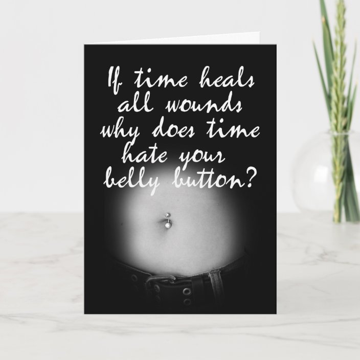 Humorous belly button birthday card