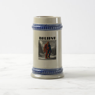 Humorous Bigfoot Quote for Believers Beer Stein