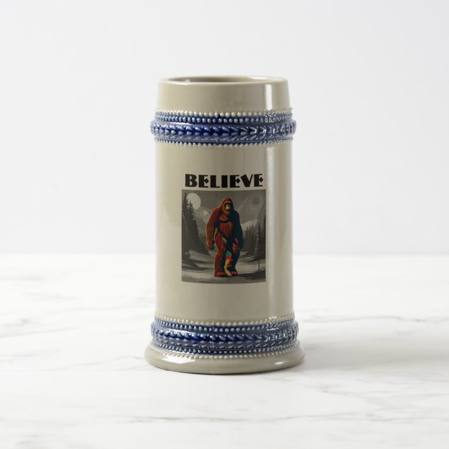 Humorous Bigfoot Quote for Believers Beer Stein (Center)
