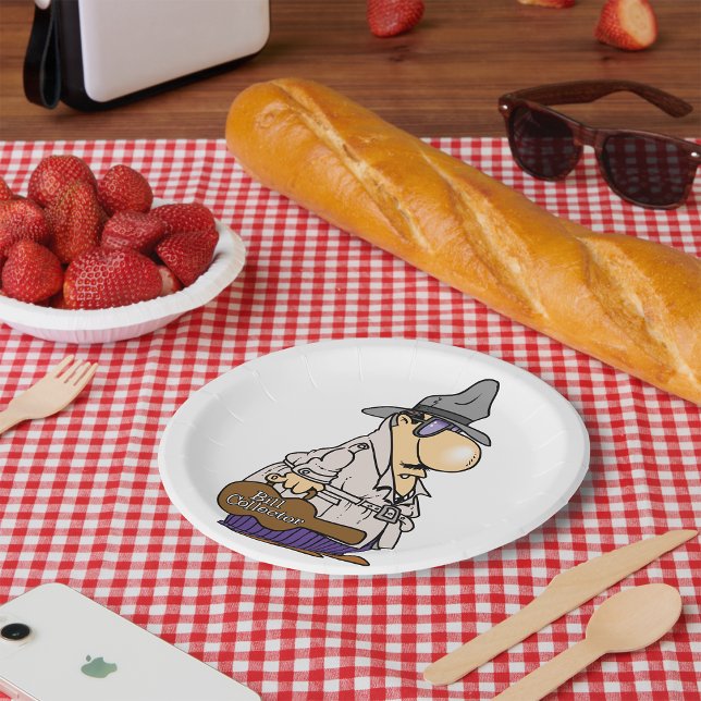 Humorous Bill Collector Character Paper Plates (Creator Uploaded)