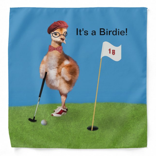 Humorous Bird Playing Golf Bandana (Front)