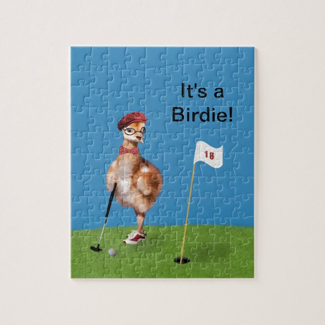 Humorous Bird Playing Golf Jigsaw Puzzle (Vertical)