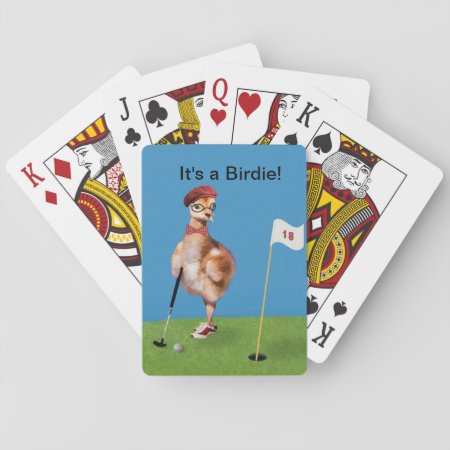 Humorous Bird Playing Golf Playing Cards