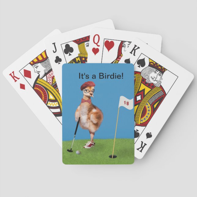 Humorous Bird Playing Golf Poker Cards (Back)