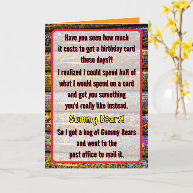 Humorous Birthday Candy  Card (Yellow Flower)
