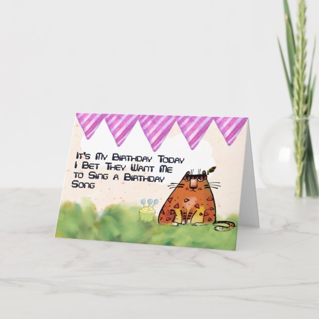 Humorous Birthday Card for a Cat (Front)