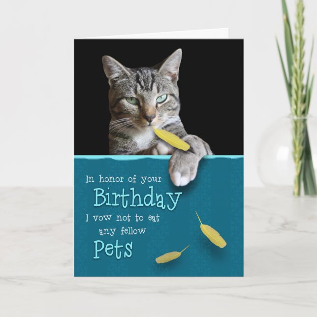 Humorous Birthday Card from the Naughty Cat (Front)
