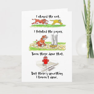 Humorous birthday card with dog character