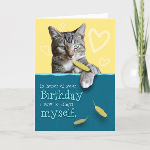 Humorous Birthday Card with Naughty Cat
