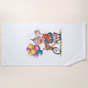 Humorous Birthday Gift for Grandma Riding Bike Beach Towel