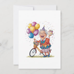 Humorous Birthday Gift for Grandma Riding Bike Note Card