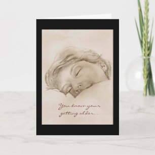 Humorous Birthday Napping Lady card