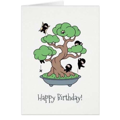 Humorous Birthday Ninjas in Bonsai Tree Card