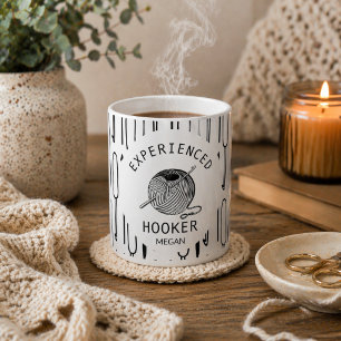 Humorous Black and White Crochet Themed Coffee Mug