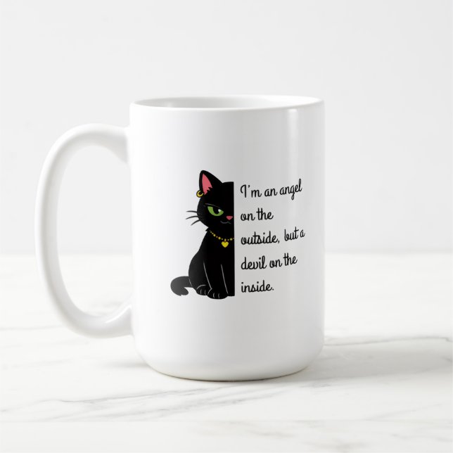 humorous black cat mugs (Left)