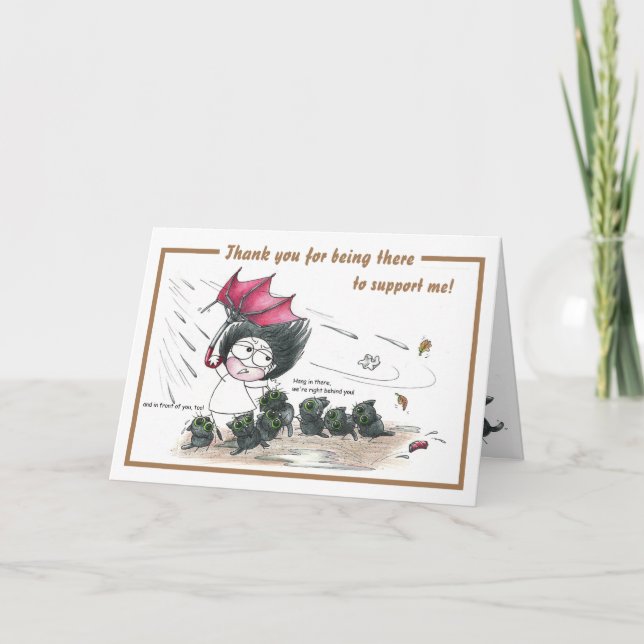 Humorous black cat Thank You card (Front)