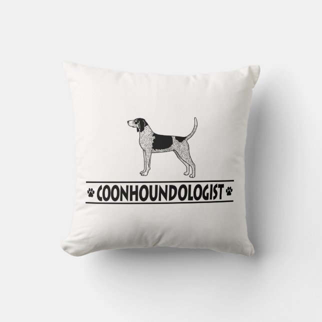 Humorous Blue Tick Coonhound Throw Pillow (Front)
