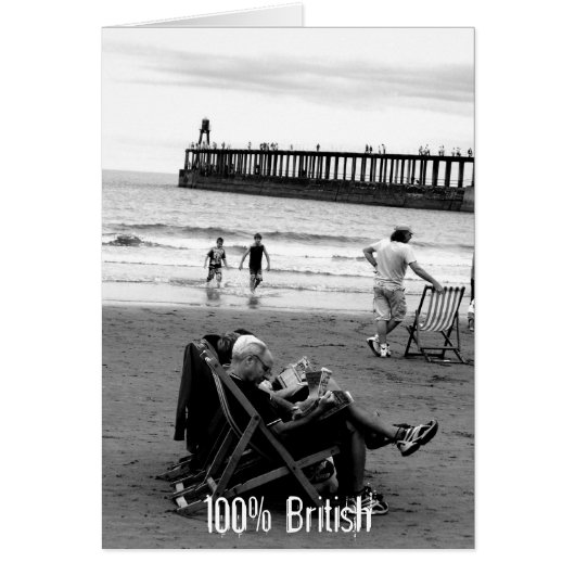 Humorous British at the Seaside in Monochrome Cards (Front)