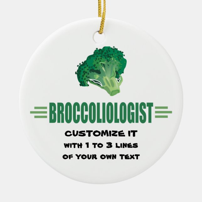 Humorous Broccoli Ceramic Ornament (Front)