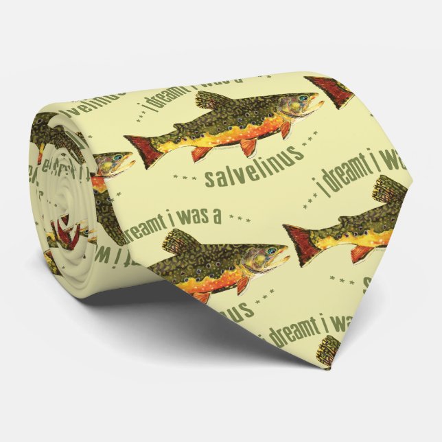 Humorous Brook Trout Fly Fishing Angler's Neck Tie (Rolled)