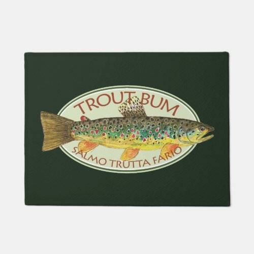 Humorous Brown Trout Bum Fishing Doormat